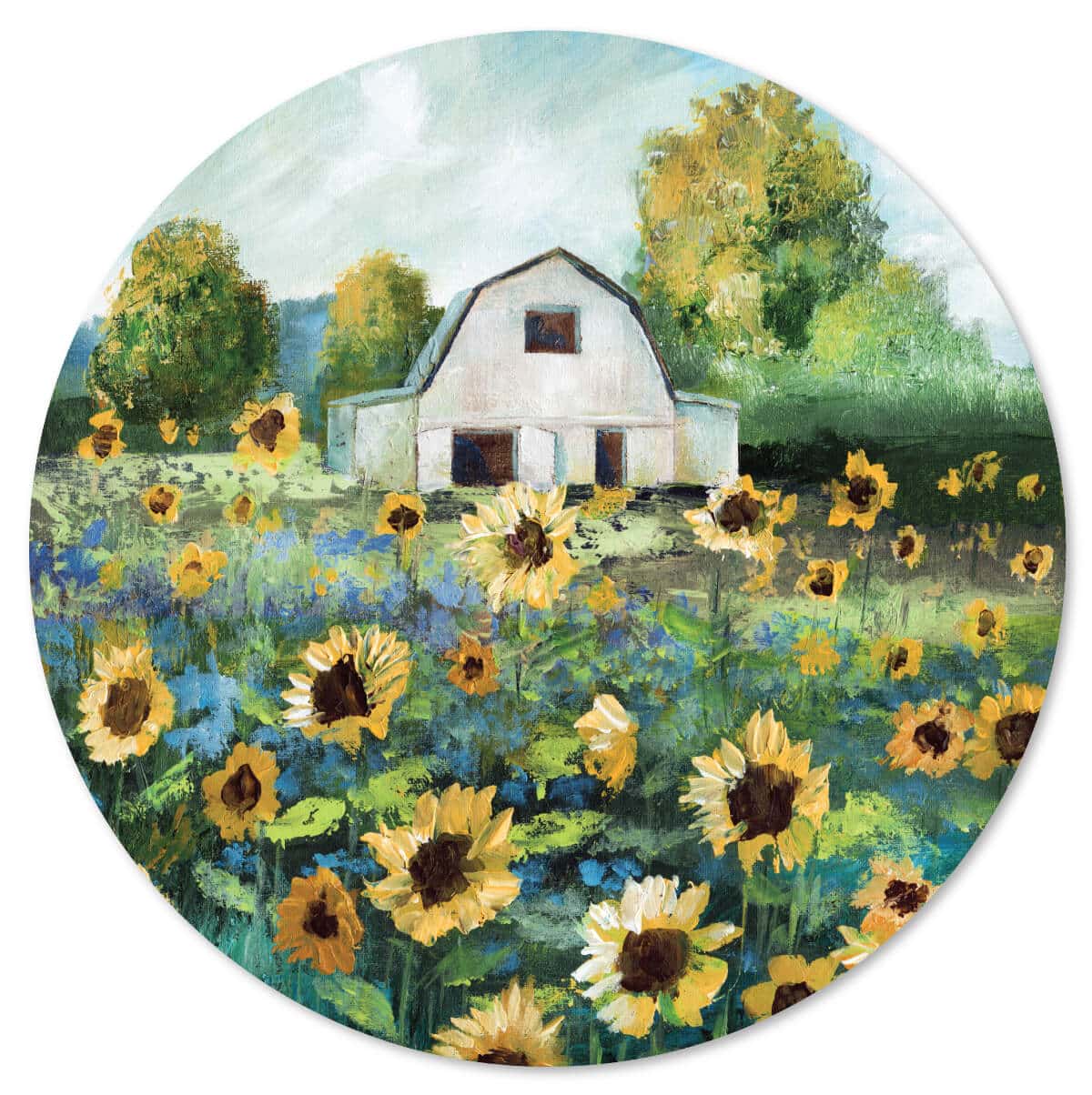 Beautiful sunflowers Circular Wood Decor