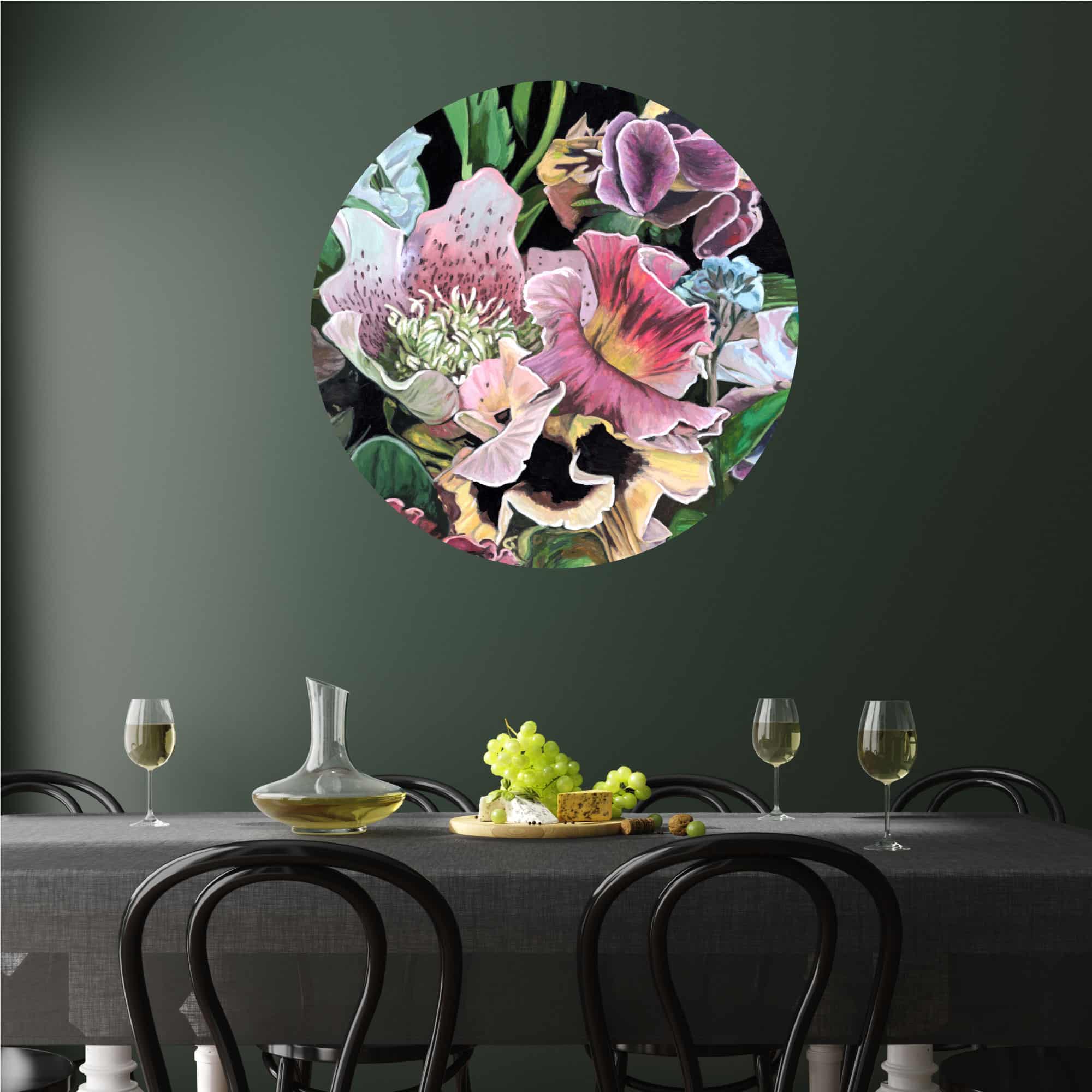 Contrasting Blooms I 30x30 Gallery Art Textile Wall Decal
