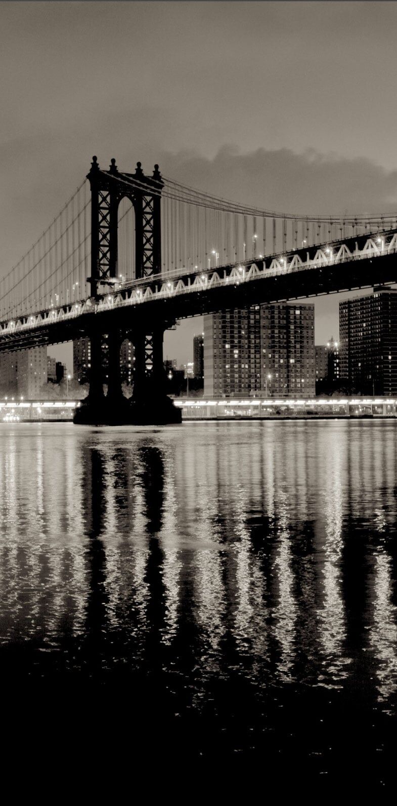 Manhattan Bridge At Night 96x45" Gallery Art Fabric Wall Mural
