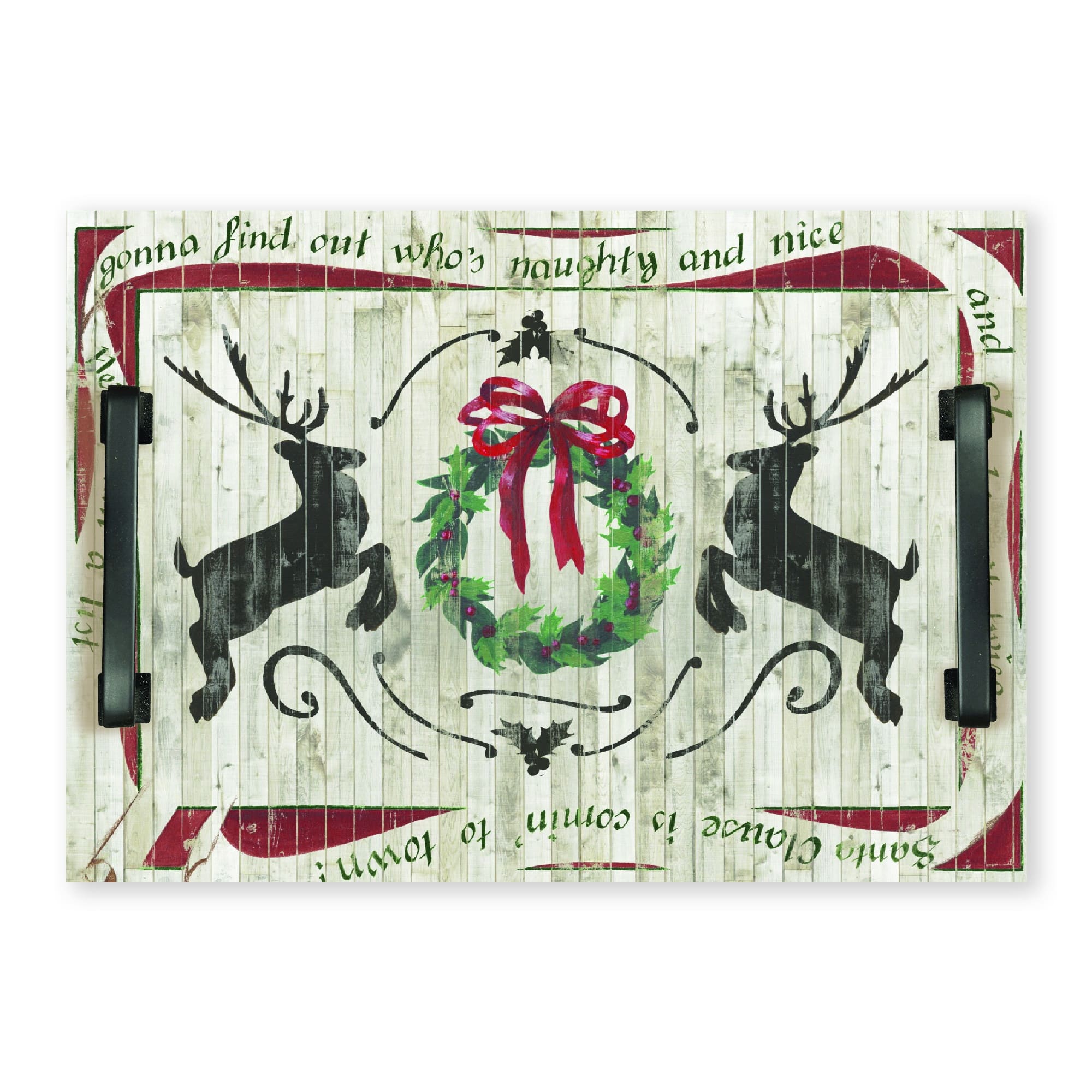 Lodge Christmas ~ 14×20″ Indoor/Outdoor Decorative Wooden Tray