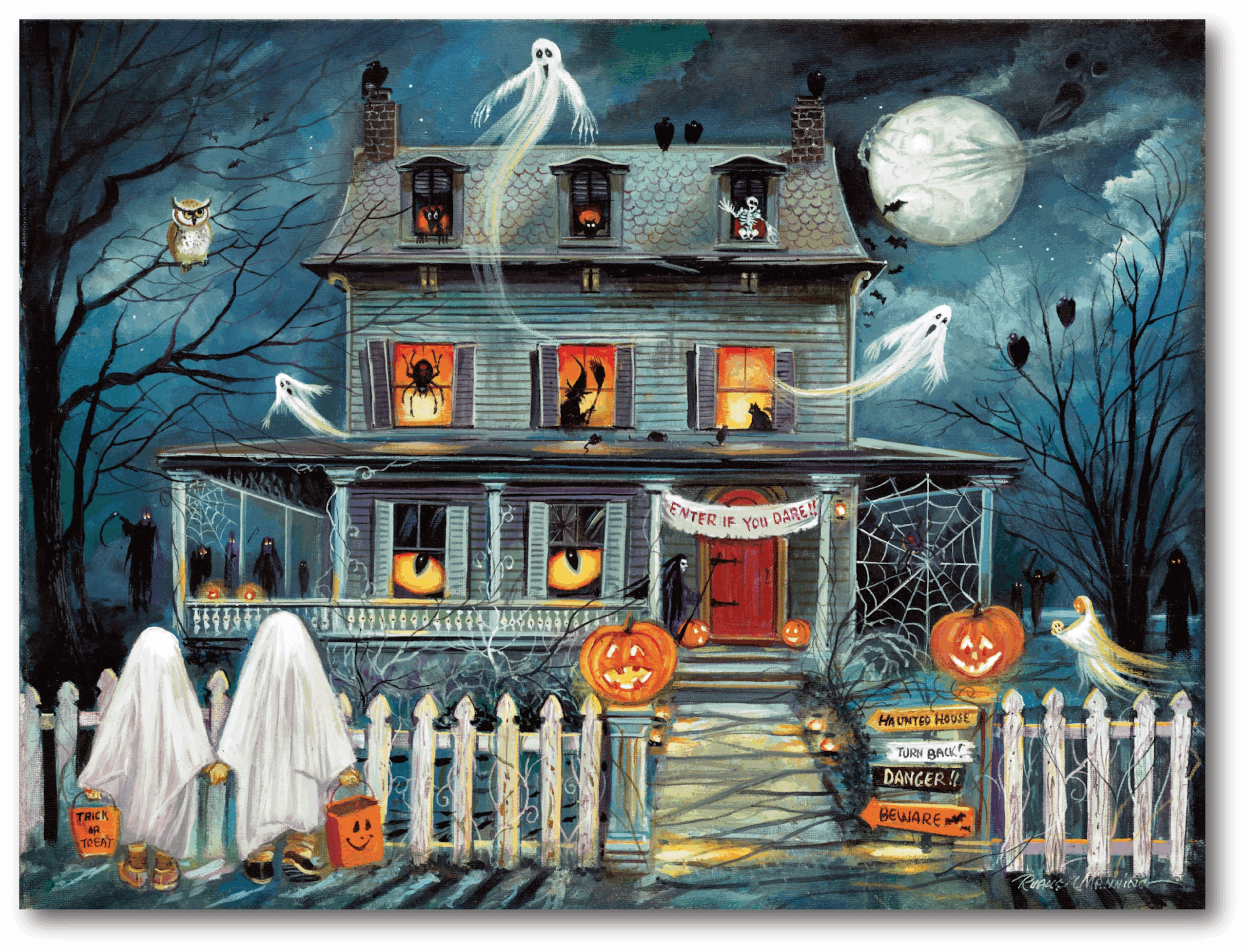 Ghostly Haunted House Gallery-Wrapped Canvas