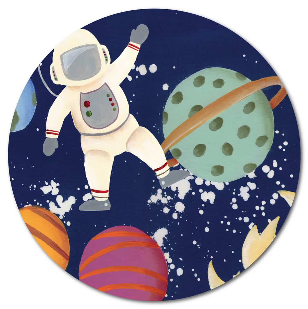 Future Space Explorer I Circular Wood Decor