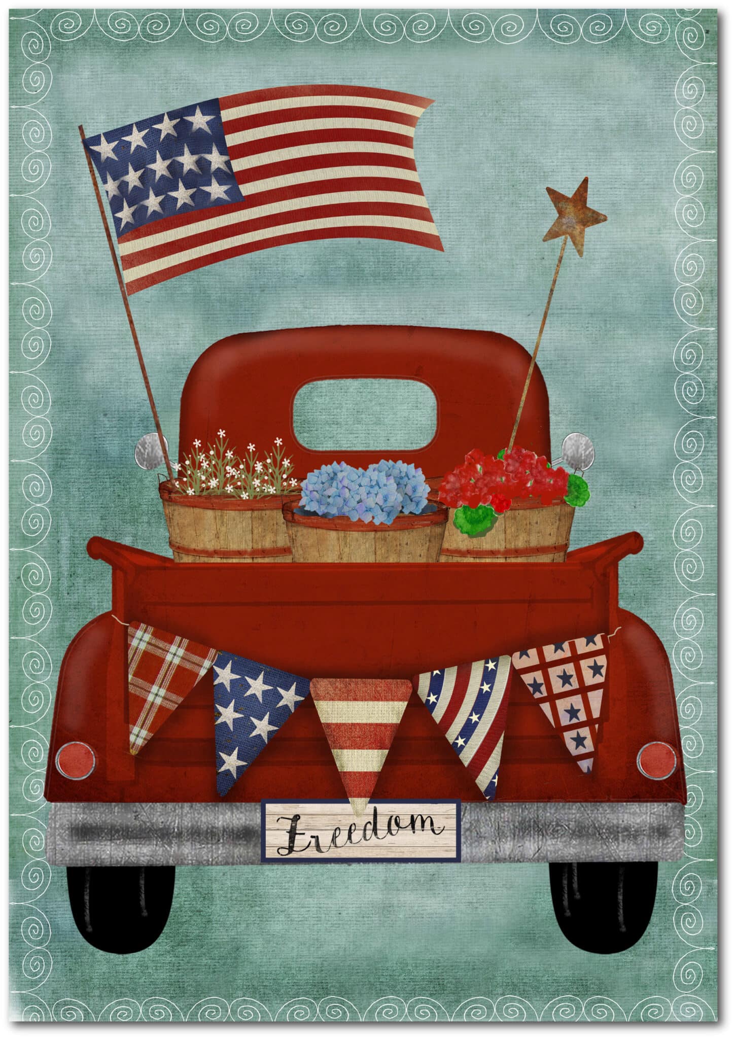 Patriotic Red Truck Gallery-Wrapped Canvas