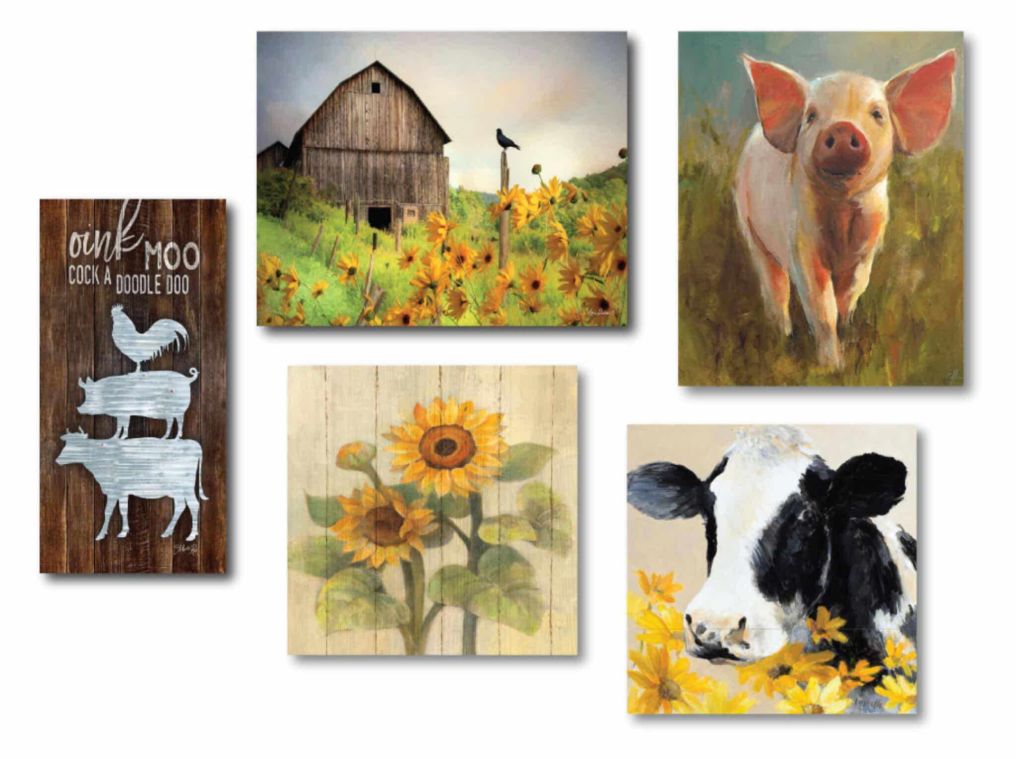 Farm & Sunflower 5 Piece Gallery-Wrapped Canvas Set