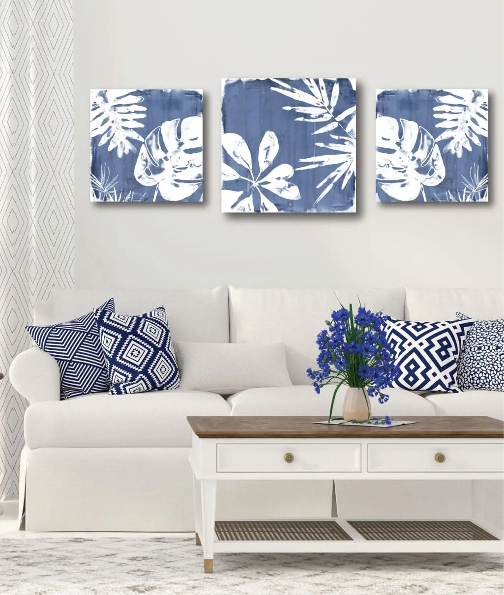 Navy & White 3 Piece Gallery-Wrapped Canvas Set