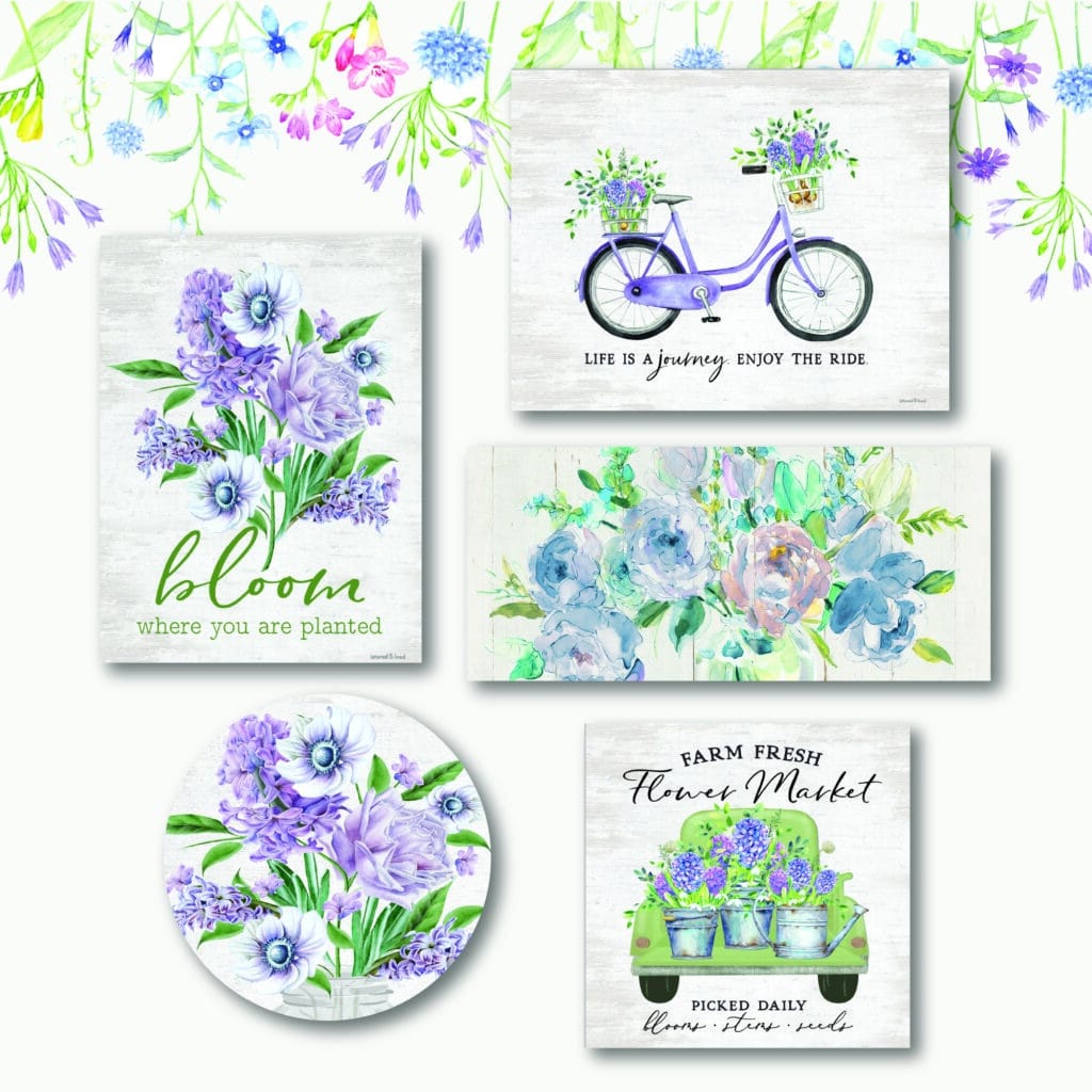 Lavender Blooms 5 Piece Canvas & Wall Decor Set