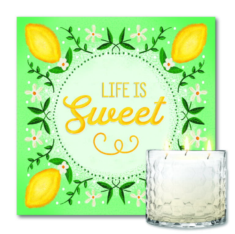 Citronella Soy Wax Candle & Life is Sweet Artboard Patio Set