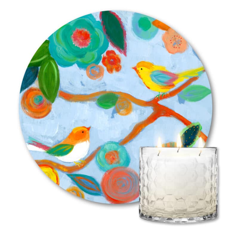 Citronella Soy Wax Candle & Bright Bird Artboard Patio Set
