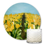 Citronella Soy Wax Candle & Yellow Tulips Artboard Patio Set