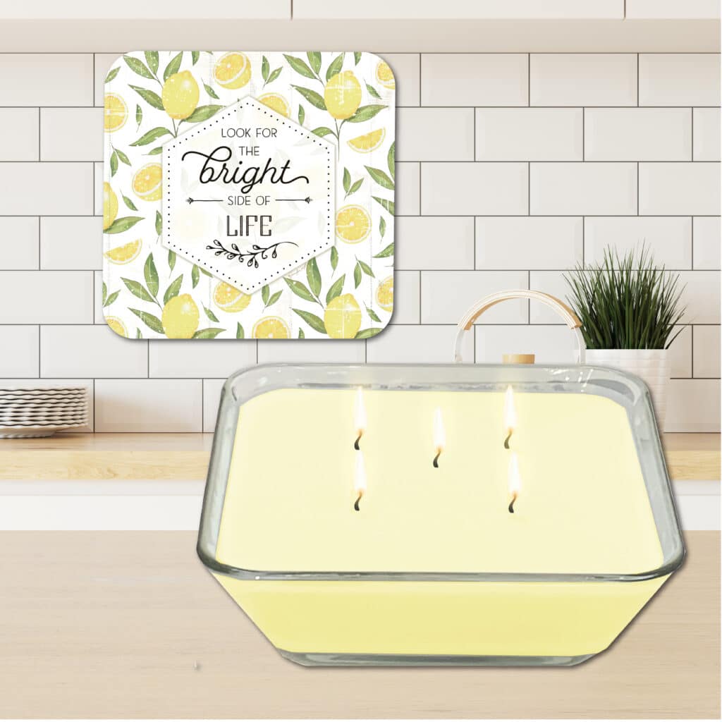 Lemon Zest Soy Candle & Bright Lemons & Life  Artboard Lid Set