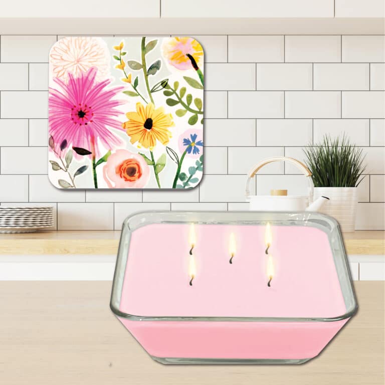 Lemon Drop Soy Candle & Floral Bunch Artboard Lid Set