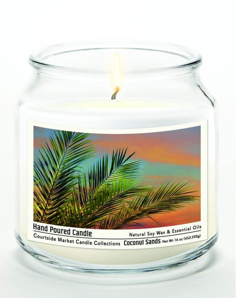 16 oz Palm Fronds Soy Wax Candle Glass Jar