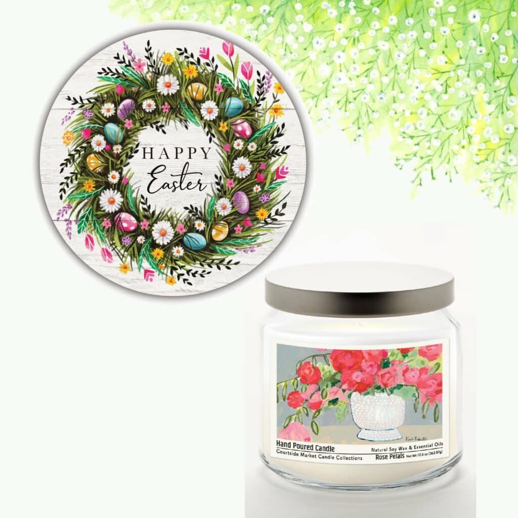 Floral Easter Wishes Circular Wall Decor Soy Wax Candle Set