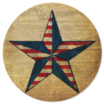 Flag Star I Circular Wood Decor