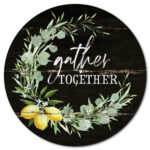 Together Lemon Wreath Circular Wood Decor