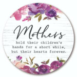 Floral Mothers Hold Circular Wood Decor
