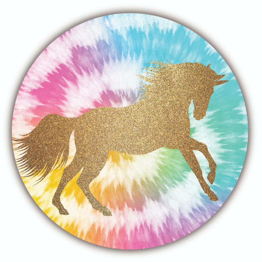 Tie Dye Unicorn I Circular Wood Decor