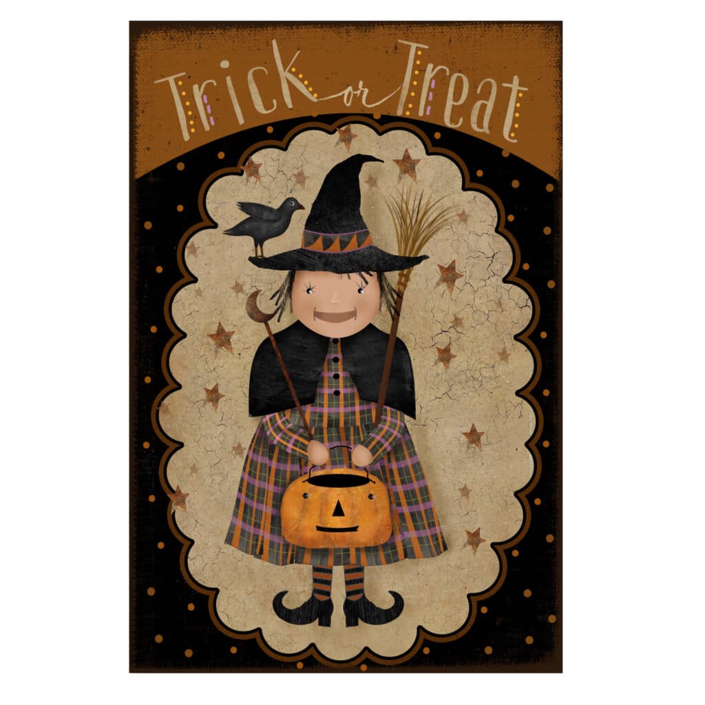Trick Or Treat Witch Flag 18×26 Wall Decal