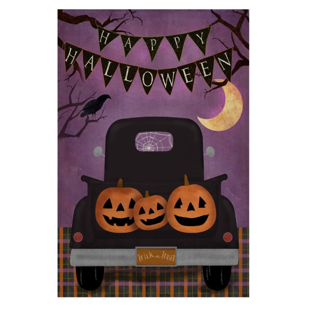 Happy Halloween Black Truck 18×24 Wall Decal