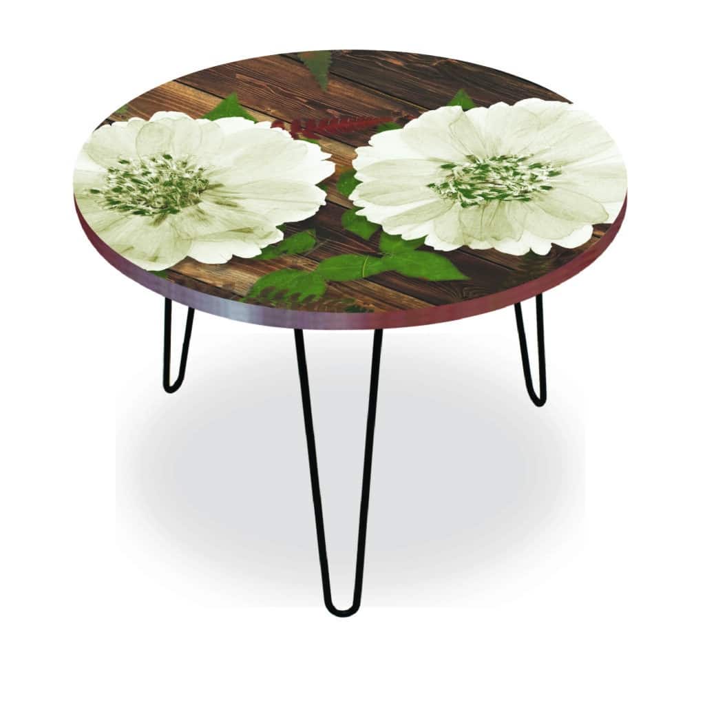 White Flower Wood Slat II Round 24″x24″ Indoor/Outdoor Table