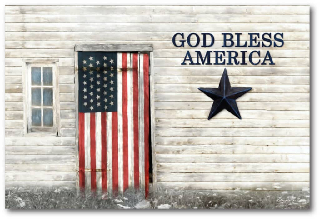 God Bless American Flag Gallery-Wrapped Canvas