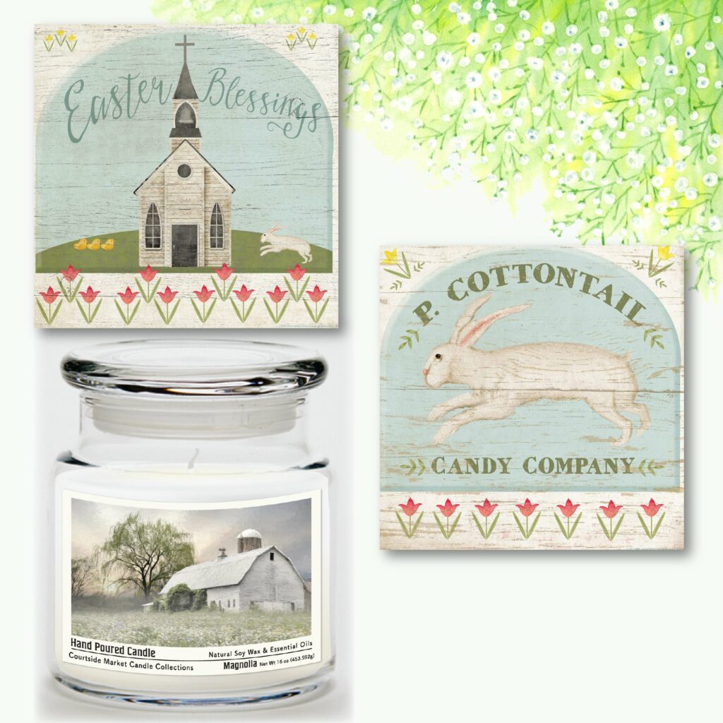 Easter Blessings Canvas Soy Wax Candle 3 Piece Set