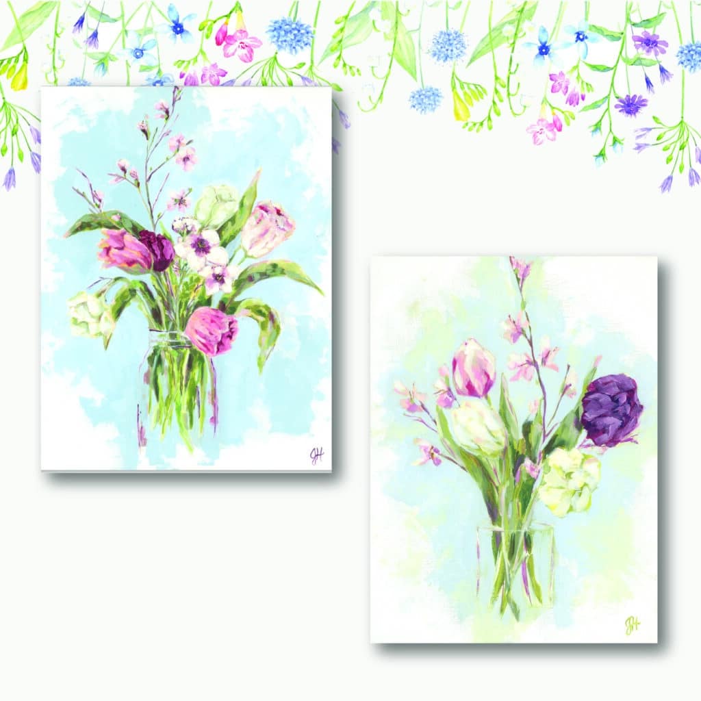 Farmhouse Flowers 2 Piece Gallery-Wrapped Canvas Set