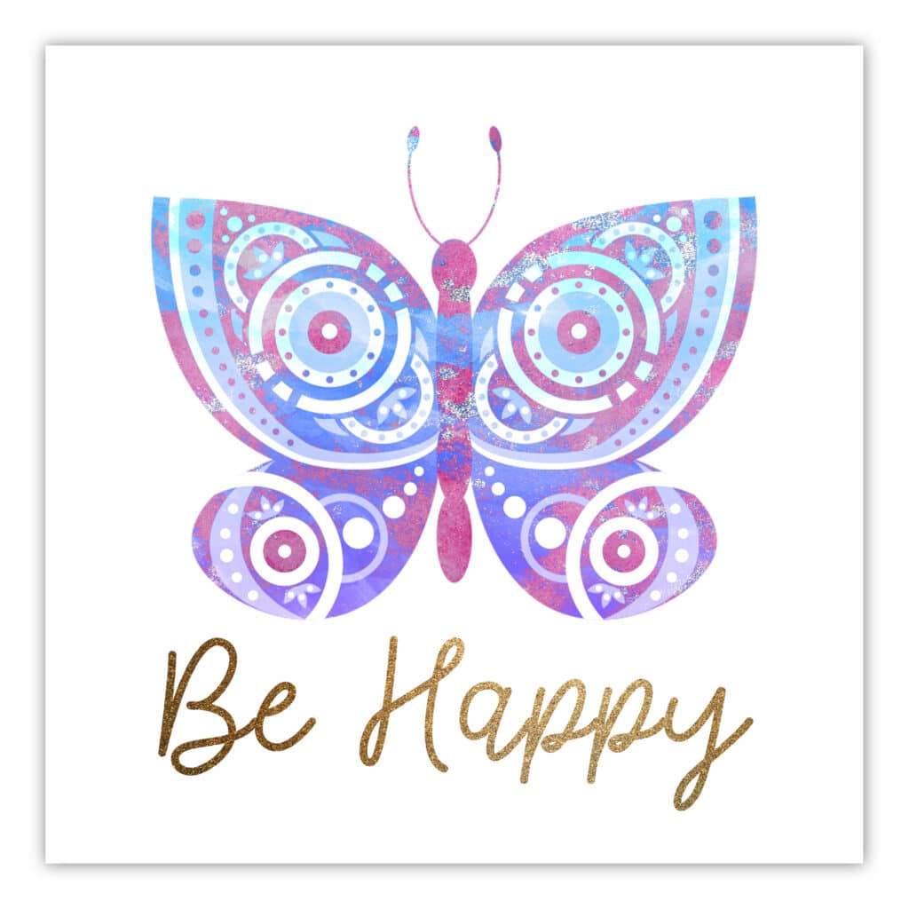 Be Happy Butterfly Gallery-Wrapped Canvas