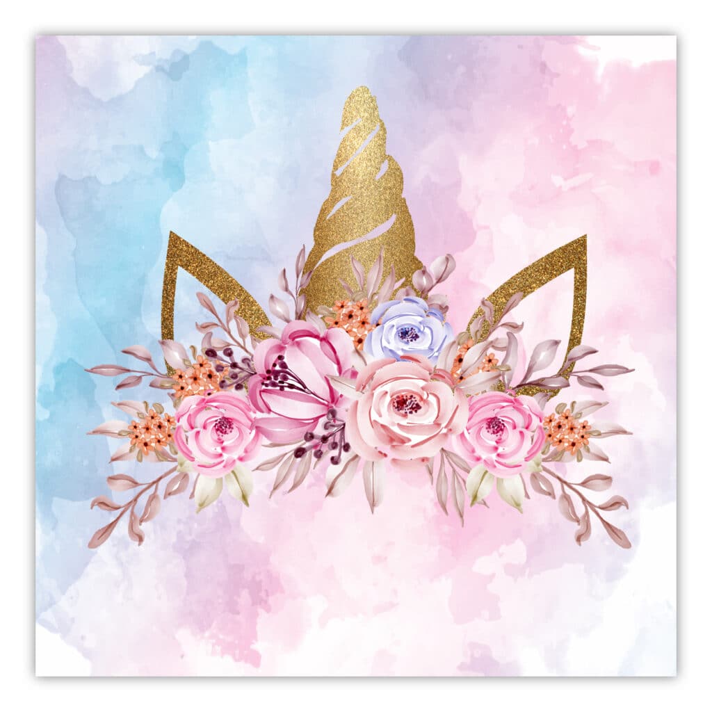 Unicorn Flowers Gallery-Wrapped Canvas