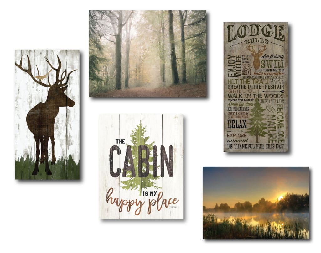 Lake & Lodge 5 Piece Gallery-Wrapped Canvas Set