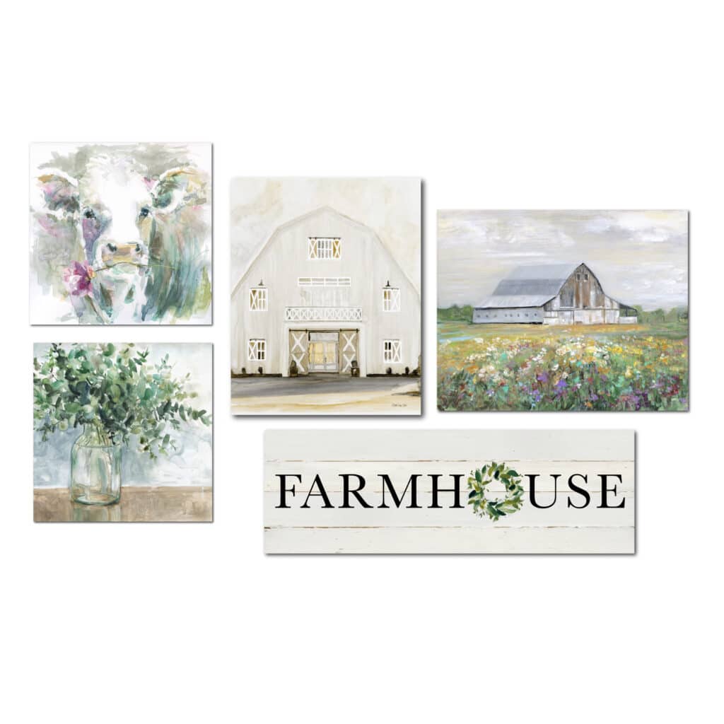 Clam Farmhouse II 5 Piece Gallery-Wrapped Canvas Set