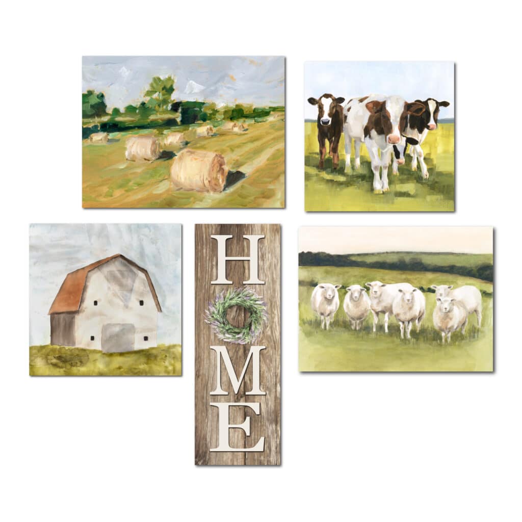 Spring Farm 5 Piece Gallery-Wrapped Canvas Set