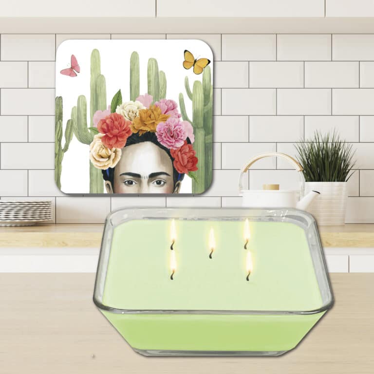 Coconut Lime Soy Candle & Frida’s Flowers Artboard Lid Set