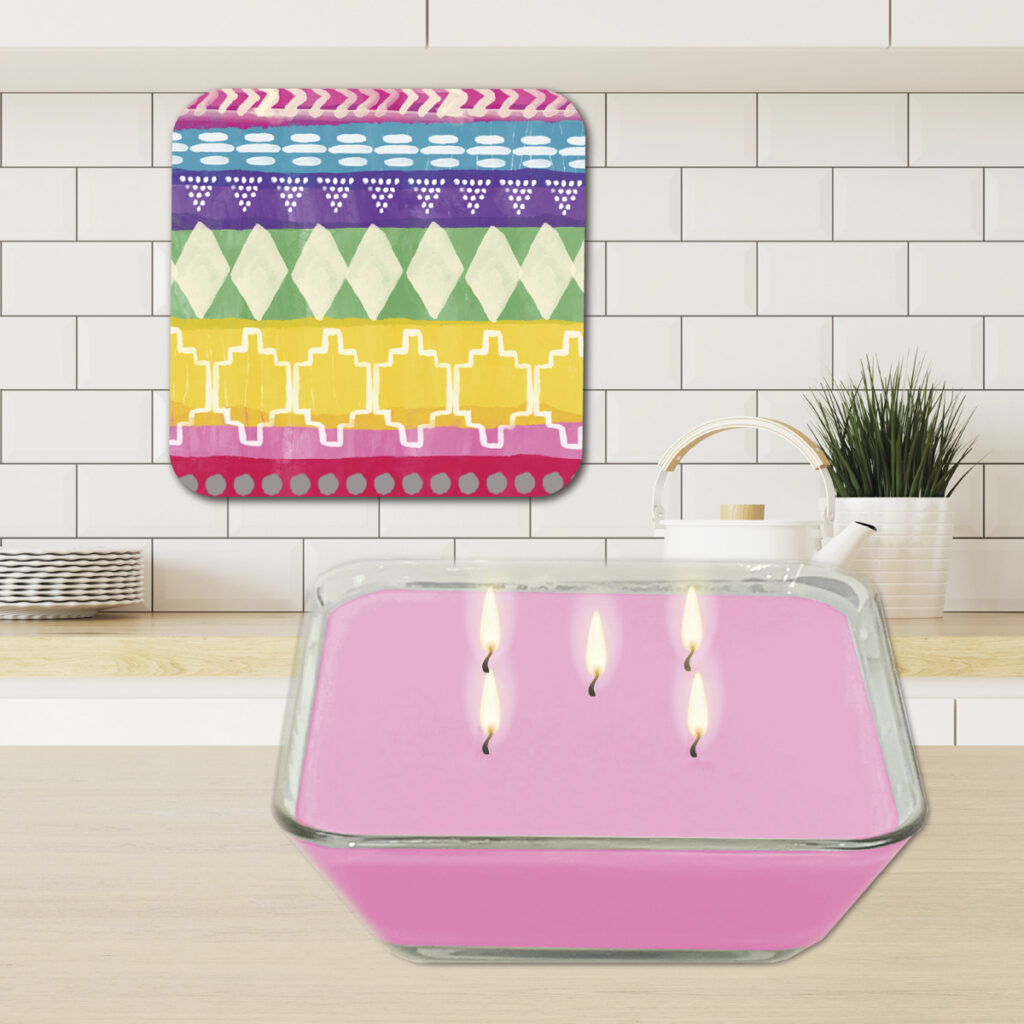 Strawberry Daiquiri Soy Candle & Mexican Decorative Artboard Lid Set