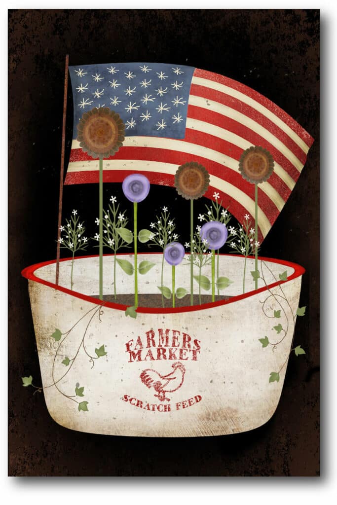 Americana Flower Tub Gallery-Wrapped Canvas