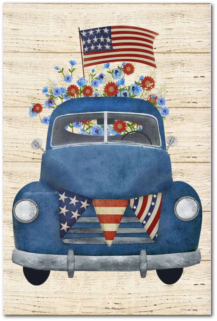 Patriotic Blue truck Gallery-Wrapped Canvas