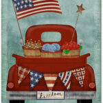 Patriotic Red Truck Gallery-Wrapped Canvas