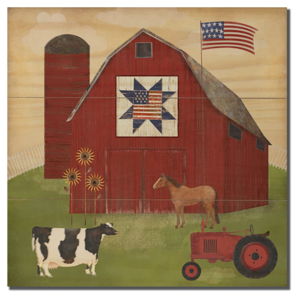 Americana Barn  12″x12″ Art Board