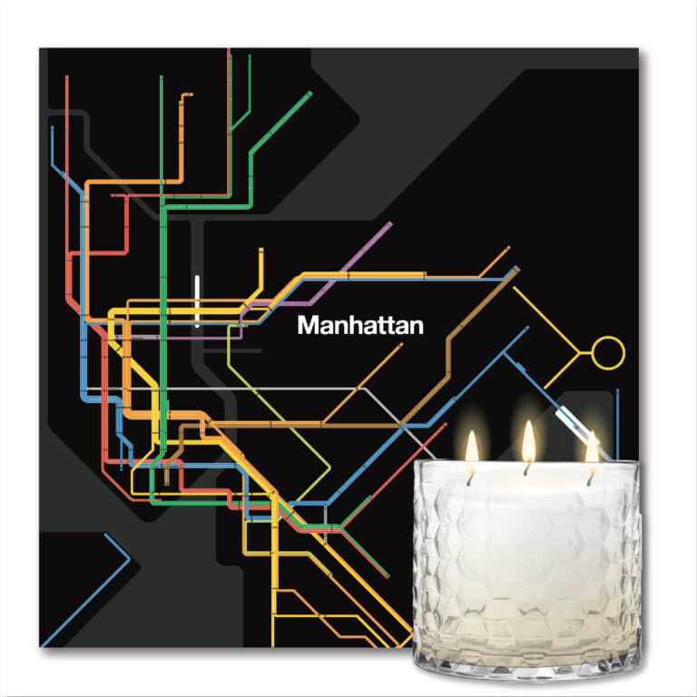 MTA Collection Abstract Subway Manhattan Artboard & Clover Honey 3-Wick 13.5oz Soy Wax Candle