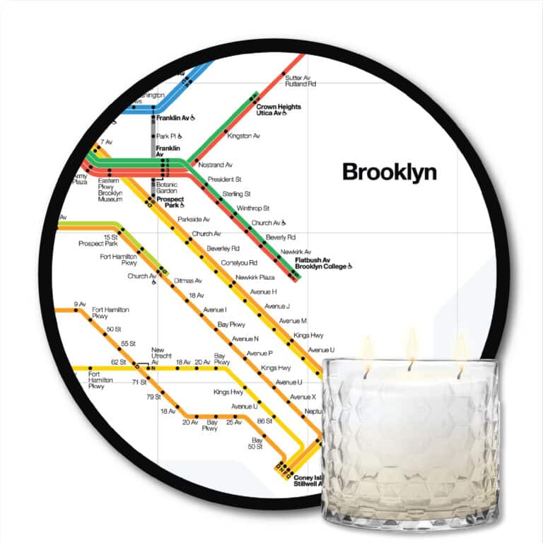 MTA Collection Brooklyn Subway Line Artboard & Pear Blossom 3-Wick 13.5oz Soy Wax Candle
