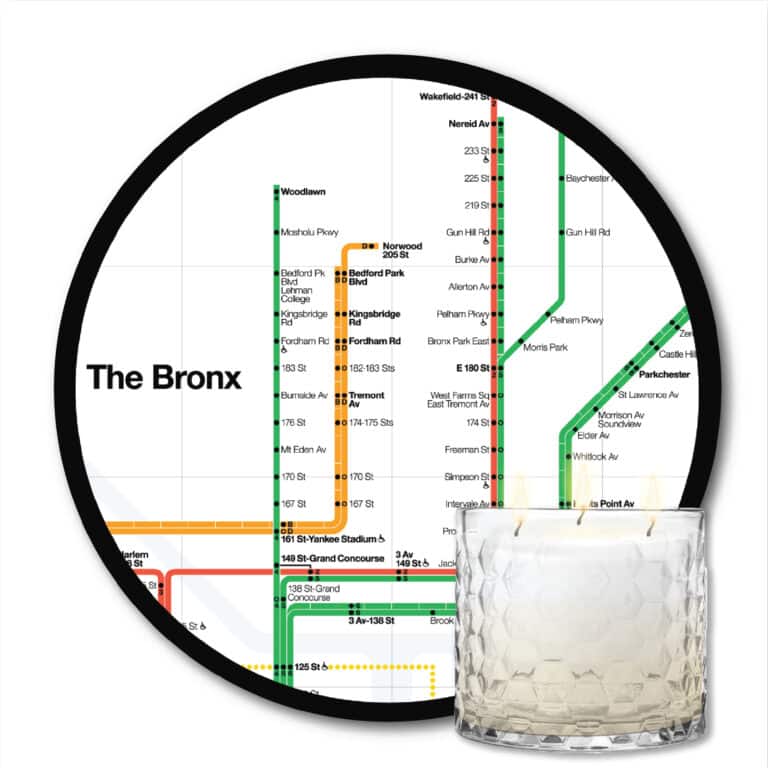 MTA Collection The Bronx Subway Line Artboard & Pink Magnolia 3-Wick 13.5oz Soy Wax Candle
