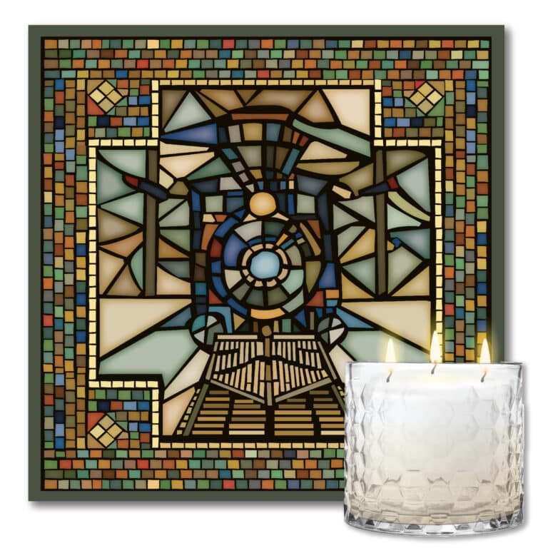 MTA Collection Mosaic Train Beauty Artboard & Red Cedar Cardamom 3-Wick 13.5 oz Soy Wax Candle
