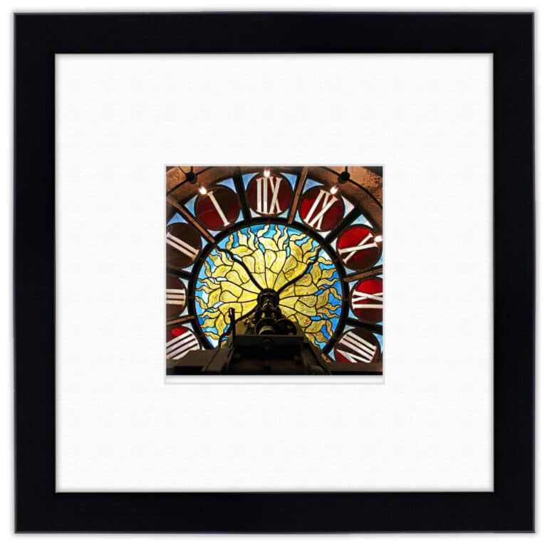 MTA Collection Grand Central ? Tiffany Stain Glass Clock 12″x12″ Framed and Matted Art