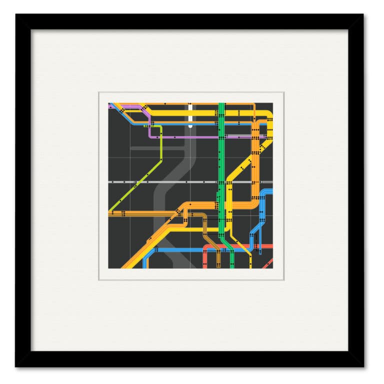 MTA Collection Subway Graphic-Abstract Line 18″x18″ Framed and Matted Art