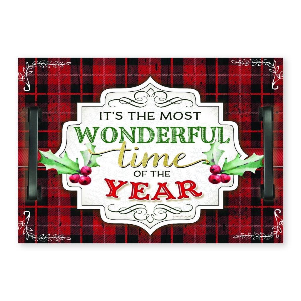 Merry Christmas plaid IV 14″x20″ Indoor/Outdoor Decorative Tray