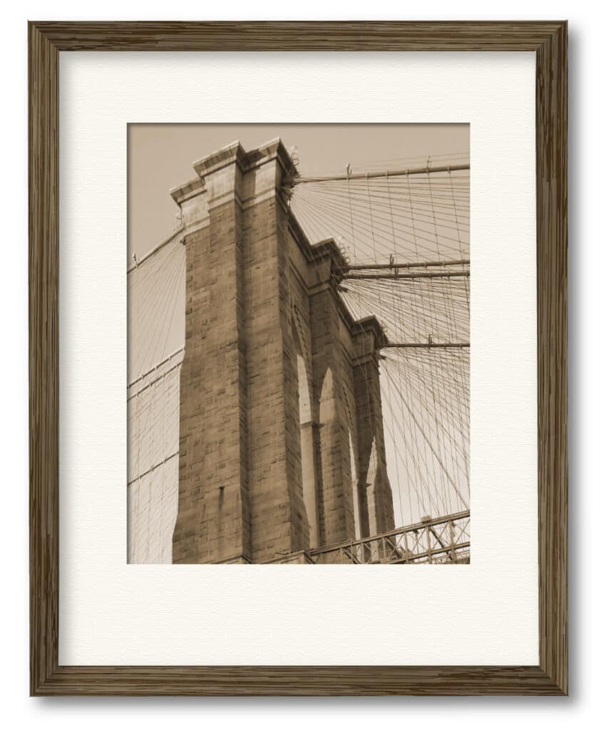 Sepia Brooklyn Bridge 16″x20″ Framed and Matted Art