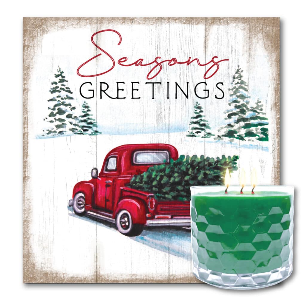 Seasons Greetings Artboard & 3-Wick Candle