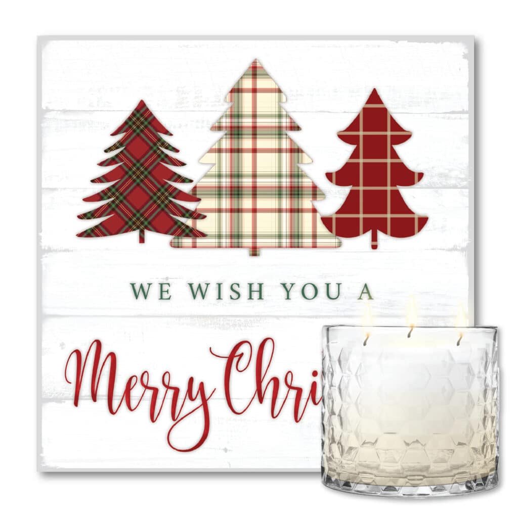Merry Christmas plaid Artboard & 3-Wick Candle
