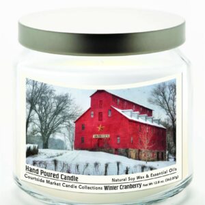 Snow at the Farm Candle Glass Jar with Brushed Silver Metal Lid 12.8oz
