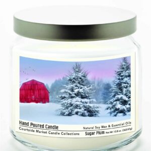 Tree Farm 12.8oz Sugar Plum Soy Wax Candle Glass Jar with Silver Metal Lid